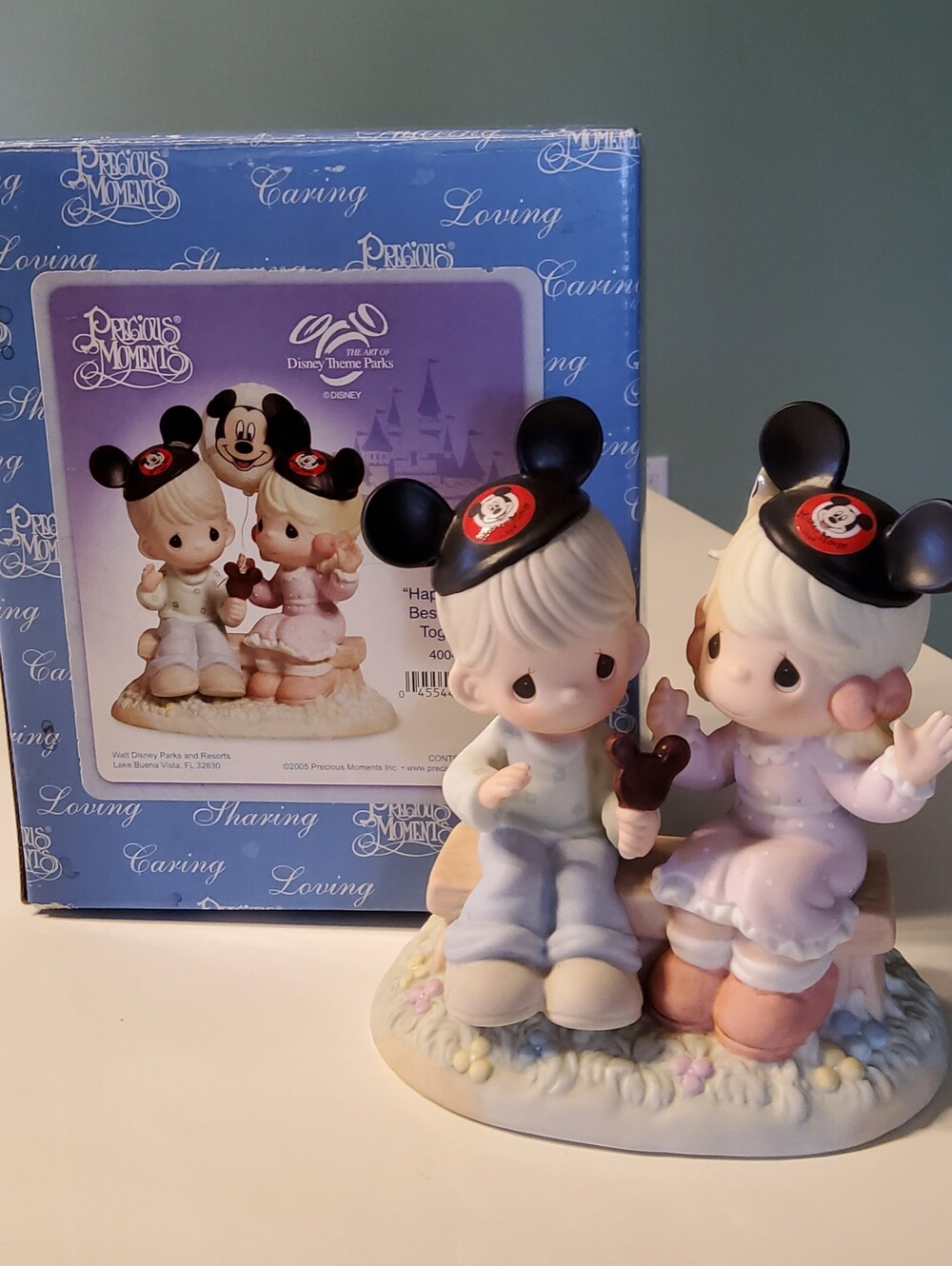 Signed Precious Moments Disney Happiness Is Best Shared Together Figurine 2005